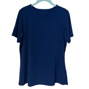 Susan Graver Essentials Liquid Knit Blue Short Sleeve Top Size Small